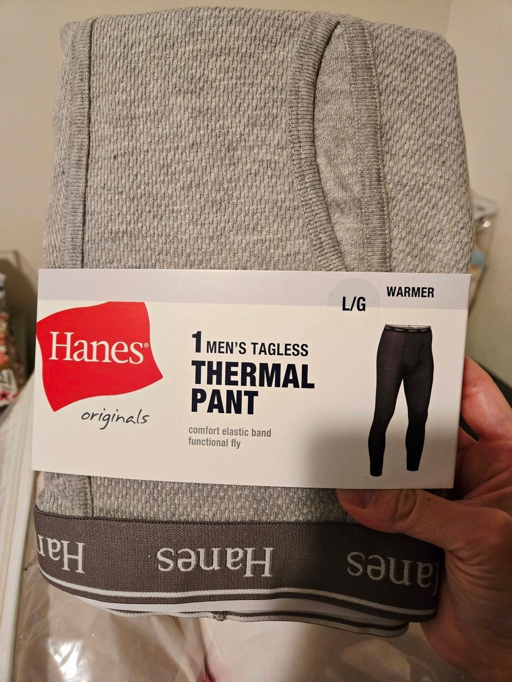 Hanes Men's Tagless Thermal Pant - Light Gray